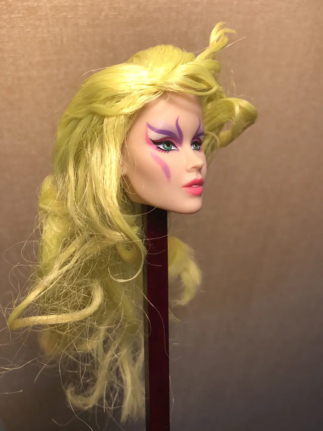 Rare Antique Collection Fashion Loyalty Intergrity Gold Jem Girl Doll Head FR/IT Head with Hair Gift Dressing Toy Head