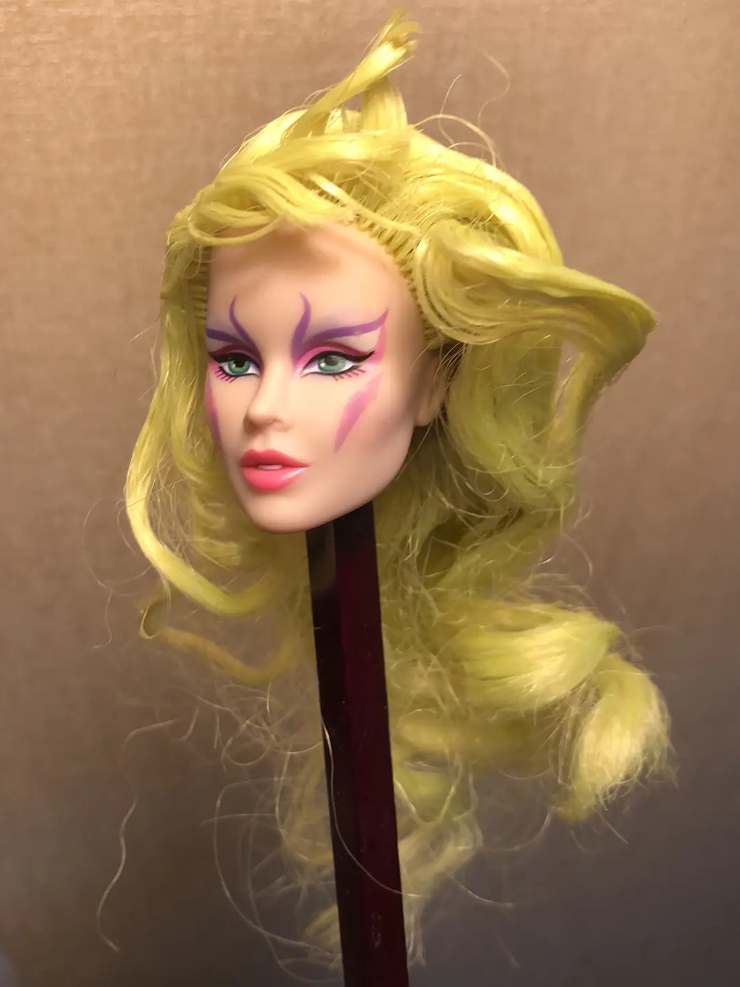 Rare Antique Collection Fashion Loyalty Intergrity Gold Jem Girl Doll Head FR/IT Head with Hair Gift Dressing Toy Head