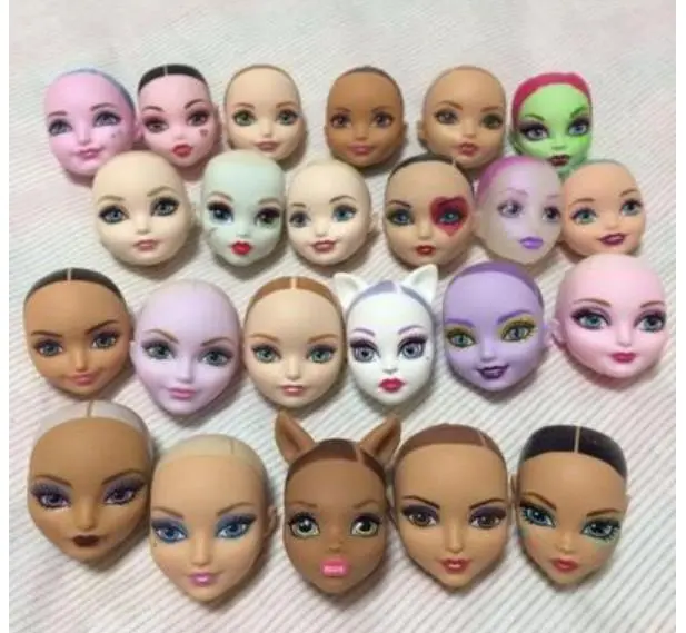 Collection Monsters Doll Head with Makeup Heads No Hair Bald Head Quality Doll Head Girl Dressing DIY Toy Parts Big Eyes