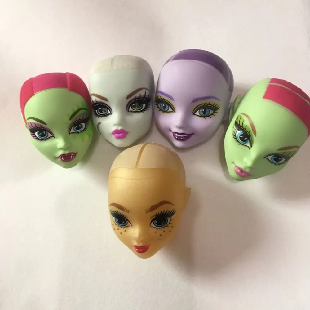 Collection Monsters Doll Head with Makeup Heads No Hair Bald Head Quality Doll Head Girl Dressing DIY Toy Parts Big Eyes