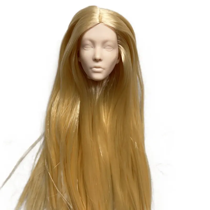 MENGF Doll Heads With Rooted Hairs Blank Face For Make Up Practice Joints Movable Bodies 1/6 Doll Accessories DIY Parts