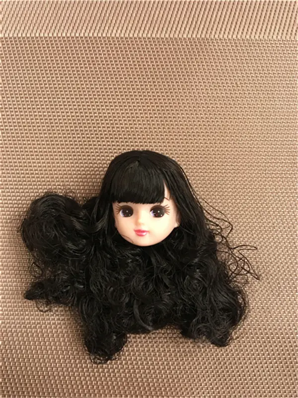 Original Licca Doll Head Rare Black Hair Cartton Anime Princess Bald Heads DIY Hair Head for 1/6 Doll Girls Doll Accessories