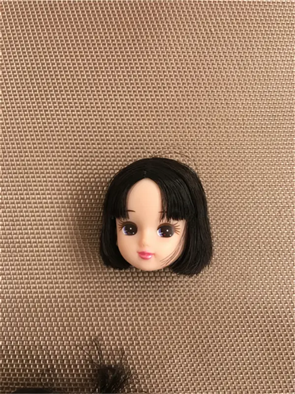 Original Licca Doll Head Rare Black Hair Cartton Anime Princess Bald Heads DIY Hair Head for 1/6 Doll Girls Doll Accessories