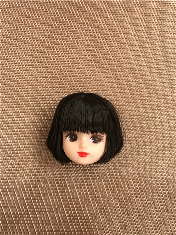Original Licca Doll Head Rare Black Hair Cartton Anime Princess Bald Heads DIY Hair Head for 1/6 Doll Girls Doll Accessories
