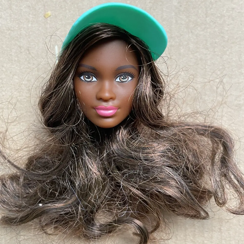 Rare Global Limited Edition Doll Head Black Skin Princess Doll Head Colorful Hair Girls DIY Dressing Toys Favorite Collection