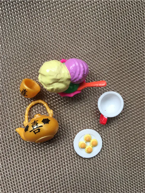 Original Doll Accessories Bags Earrings Playing House Decoration Perfume Tea Pot Ice Cream Cake Plants