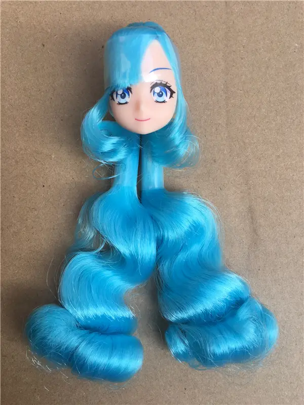Rare Limited Edition Licca Doll Head Blue HairToy Cartoon Doll Girls DIY Dressing Hair Toys Collection Cute Doll Head
