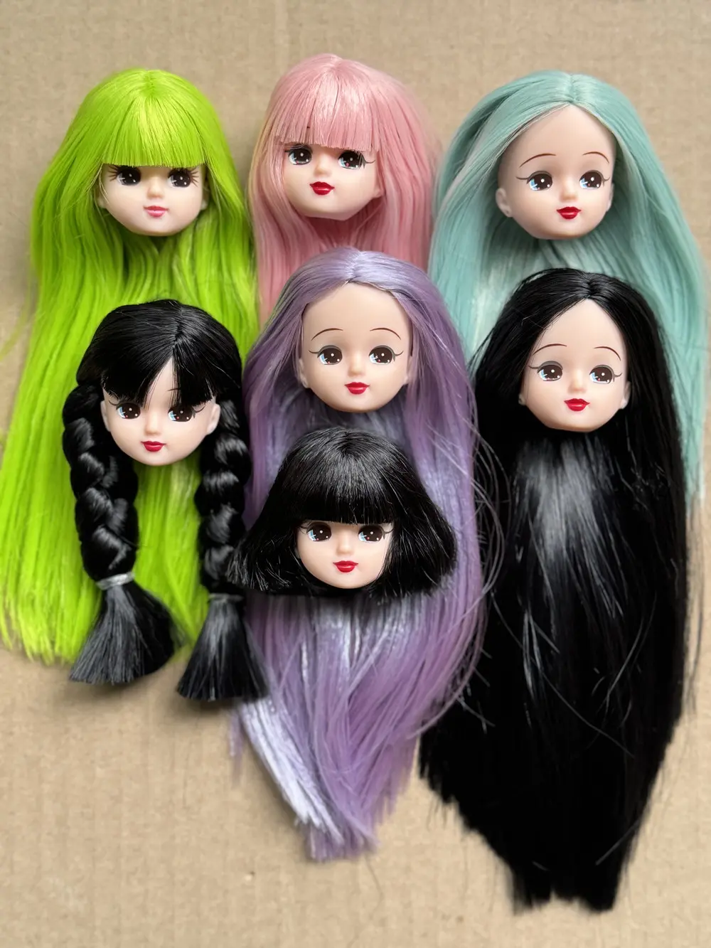 Licca Doll Head Red Lips Planted Hair Braid BOBO Hair Toy Cartoon Doll Girls DIY Dressing Hair Toys Collection Cute Doll Heads