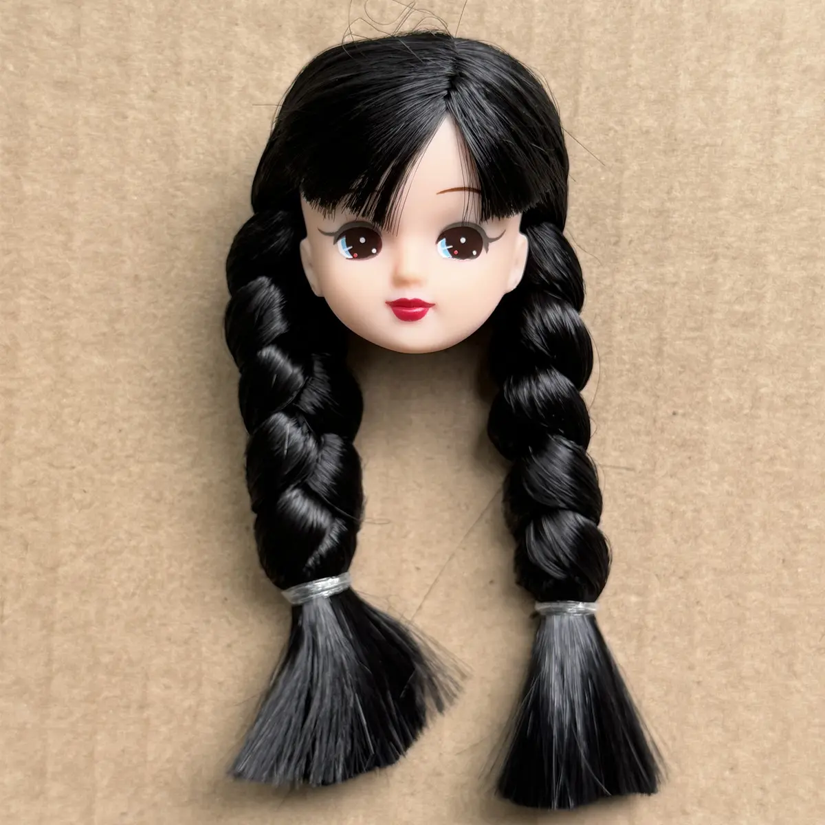 Licca Doll Head Red Lips Planted Hair Braid BOBO Hair Toy Cartoon Doll Girls DIY Dressing Hair Toys Collection Cute Doll Heads
