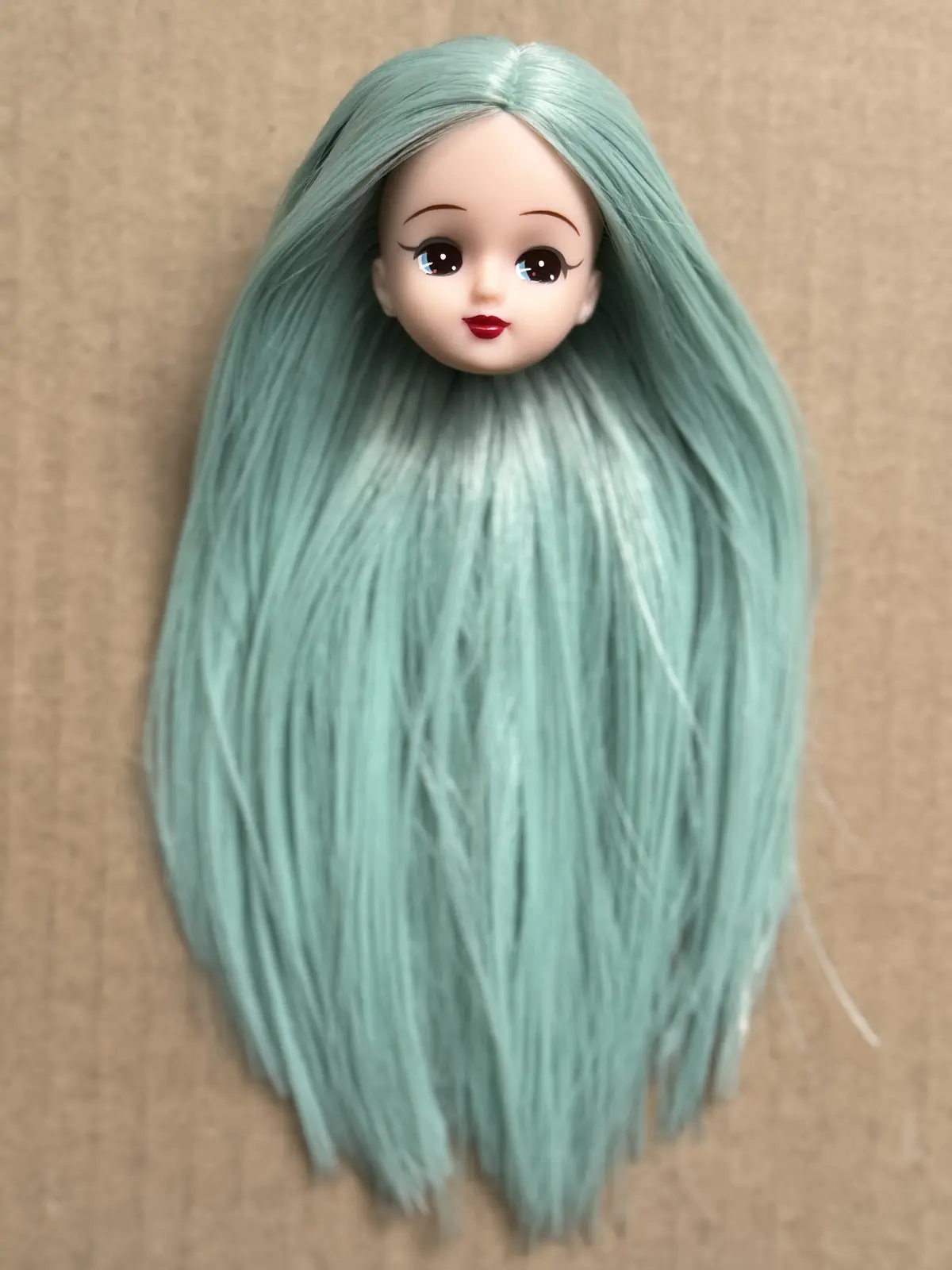 Licca Doll Head Red Lips Planted Hair Braid BOBO Hair Toy Cartoon Doll Girls DIY Dressing Hair Toys Collection Cute Doll Head