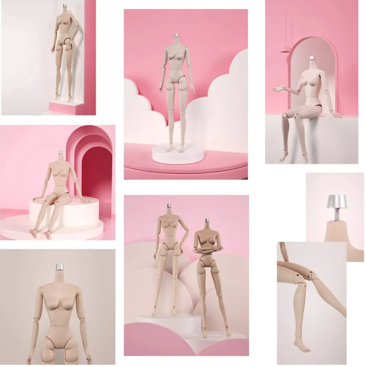 1/6 Super Model Doll Body 16 Joints Moveable Double Knees Doll Accessories DIY For 30cm FR/IT Barbe Doll Adjustable Neck Parts
