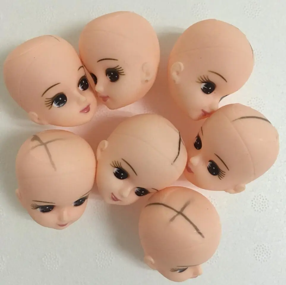 Cute Licca Doll Head 1/6 DIY Birthday Gift Make up Practice Dolls Bald Heads Kids Play House Game Toy Girl Change Clothes Figure