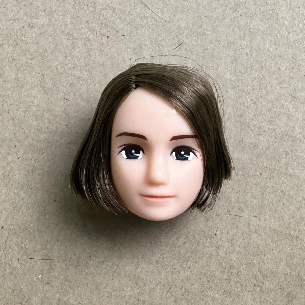 Original Licca Doll Heads Short Long Curve Hair Soft Pink Yellow Green Hair Doll Heads Boy Girl Doll Parts DIY Accessories Toy