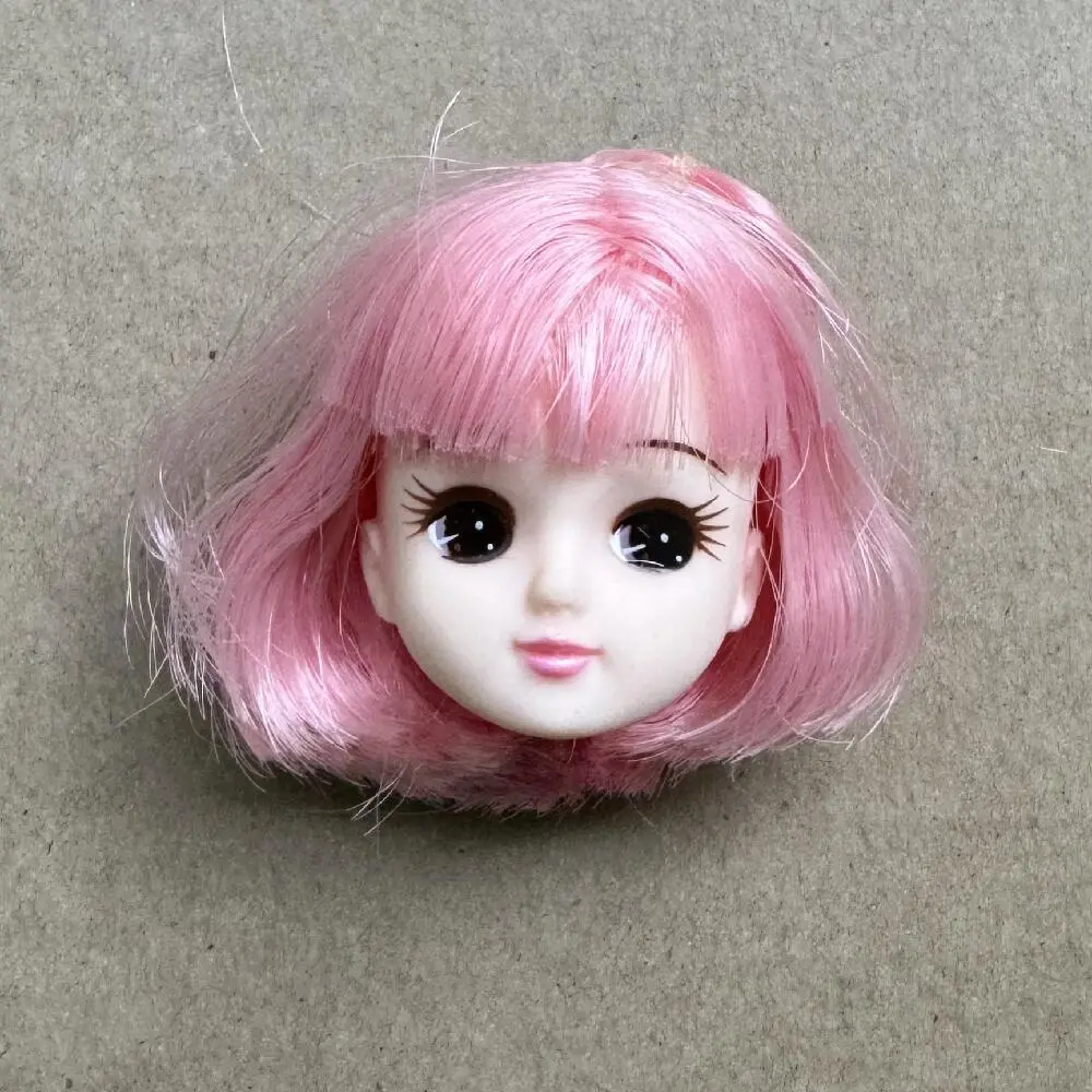 Original Licca Doll Heads Short Long Curve Hair Soft Pink Yellow Green Hair Doll Heads Boy Girl Doll Parts DIY Accessories Toy