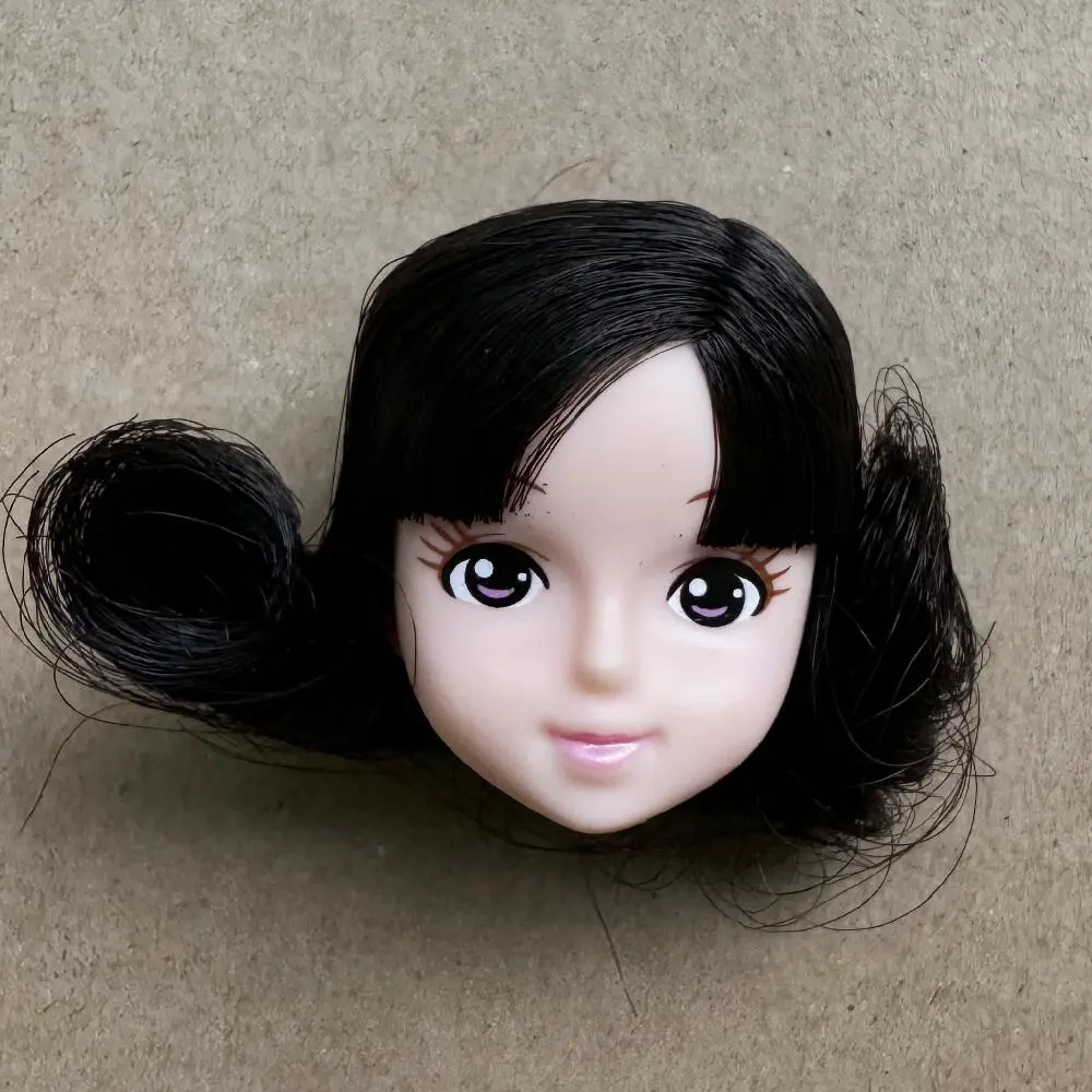 Original Licca Doll Heads Short Long Curve Hair Soft Pink Yellow Green Hair Doll Heads Boy Girl Doll Parts DIY Accessories Toy