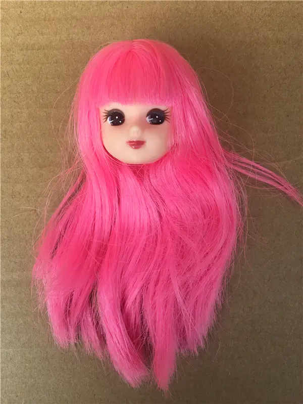 Long Hair Licca Doll Heads Short Long Curve Hair Soft Pink Yellow Green Hair Doll Heads Boy Girl Doll Parts DIY Accessories Toy