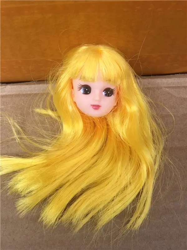 Long Hair Licca Doll Heads Short Long Curve Hair Soft Pink Yellow Green Hair Doll Heads Boy Girl Doll Parts DIY Accessories Toy
