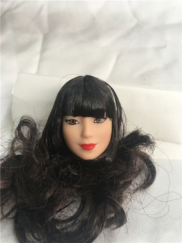 Black Gold Hair Rare Doll Head Thick Hair Good Makeup 1/6 Doll Head Toys Part Quality DIY Toy Princess Doll Accessories