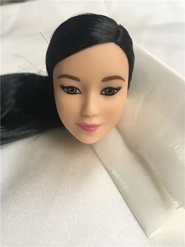 Black Gold Hair Rare Doll Head Thick Hair Good Makeup 1/6 Doll Head Toys Part Quality DIY Toy Princess Doll Accessories