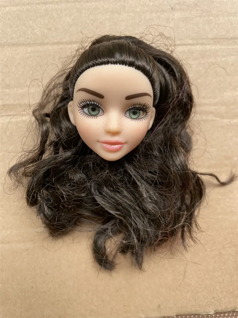 Glasses Eyes Doll Heads With Real Eyelashes Soft Hair Doll Parts Doll Accessories Girl Collection Gift Figures Toy