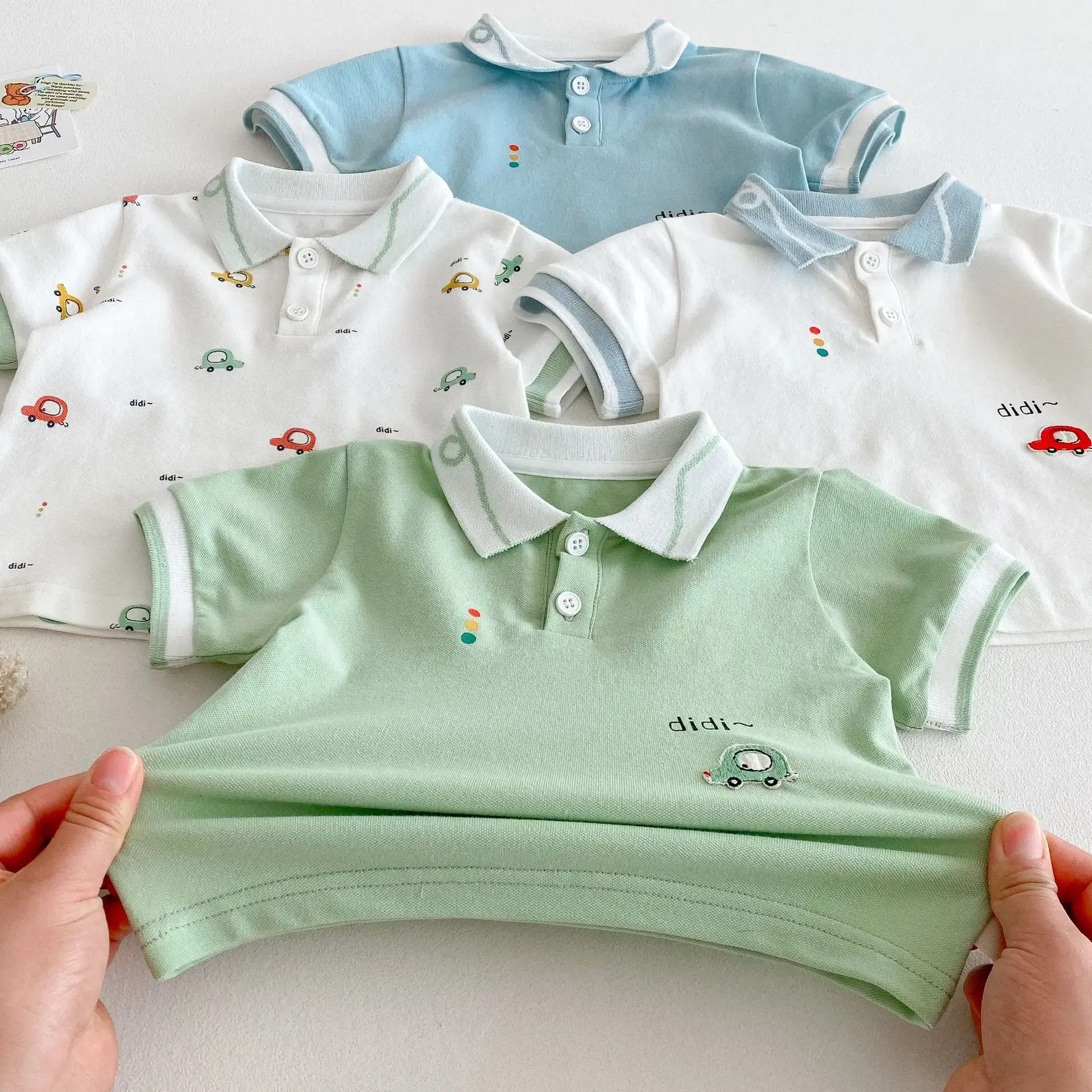 Children's Car Polo Shirt 2025 New Summer Style 0-5 Year Old Boys' Fashion Cartoon Short sleeved T-shirt Baby Summer Dress