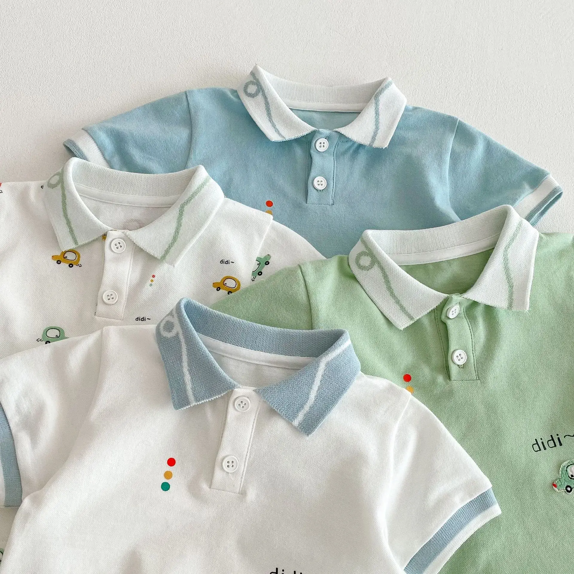 Children's Car Polo Shirt 2025 New Summer Style 0-5 Year Old Boys' Fashion Cartoon Short sleeved T-shirt Baby Summer Dress