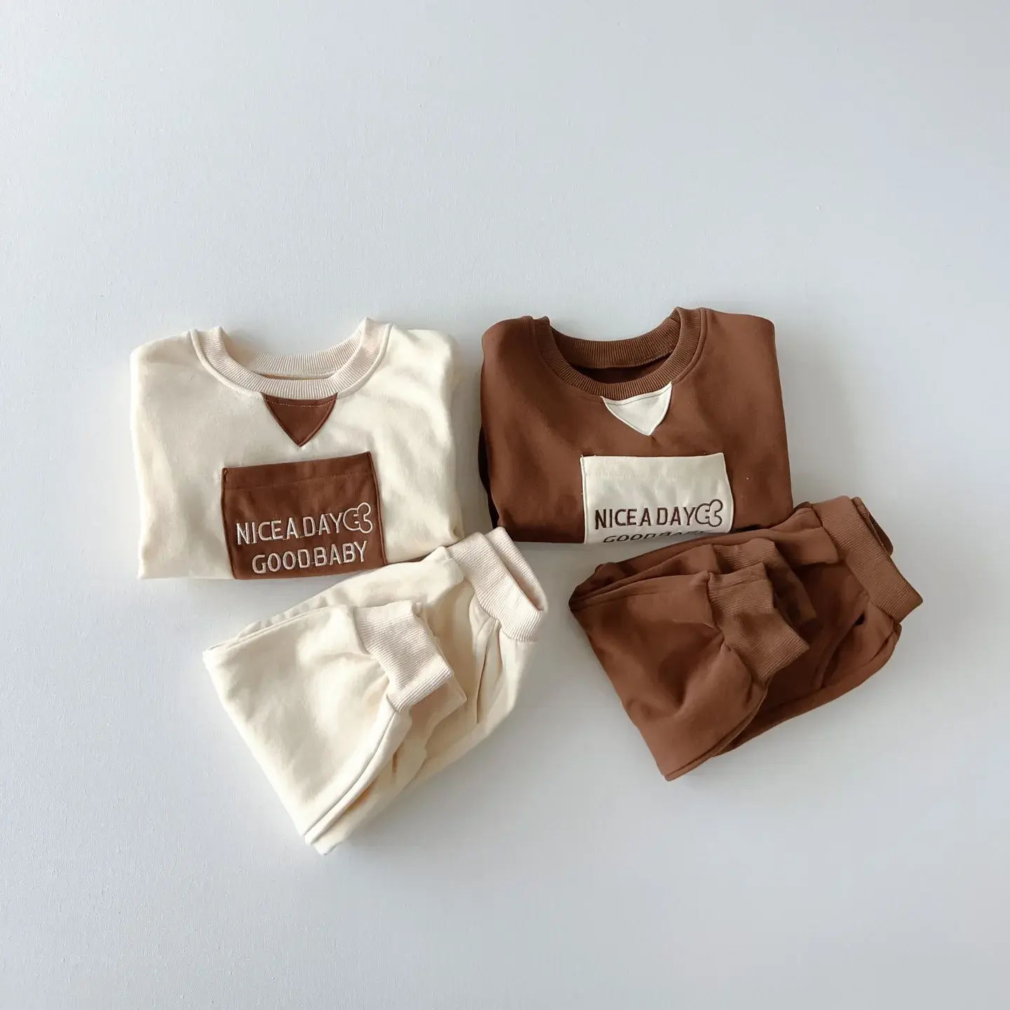 2024 autumn spring new in kids baby boys letter active clothing set 2pcs - toddler infant sweatshirts + pants 3M-4Y