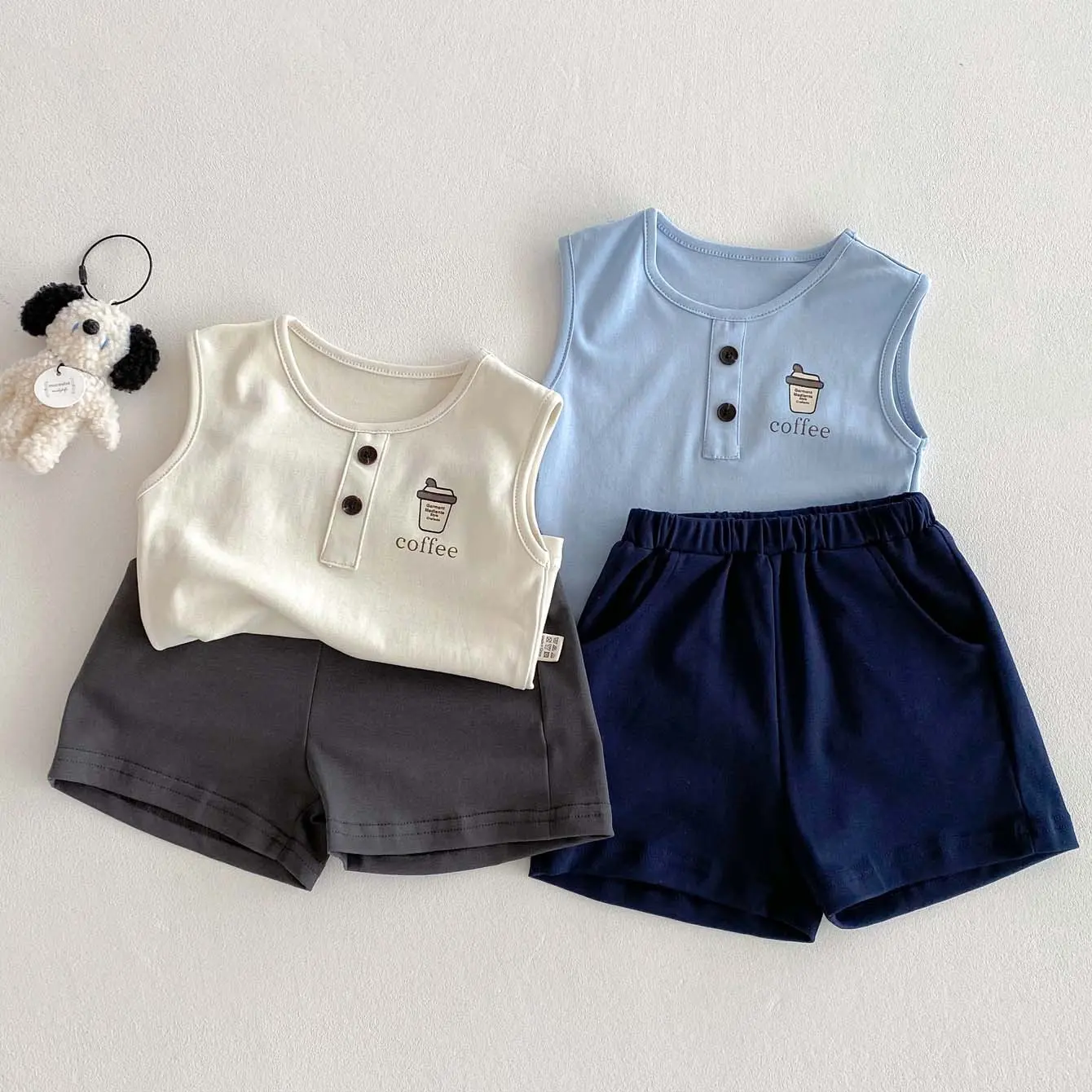 Baby Clothes, Summer Vest, Top, Shorts, Two-piece Set, Boys' Casual Sleeveless Outdoor Pure Cotton Set