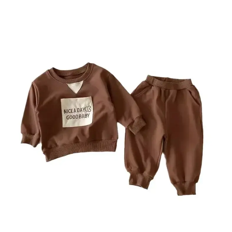 2024 autumn spring new in kids baby boys letter active clothing set 2pcs - toddler infant sweatshirts + pants 3M-4Y