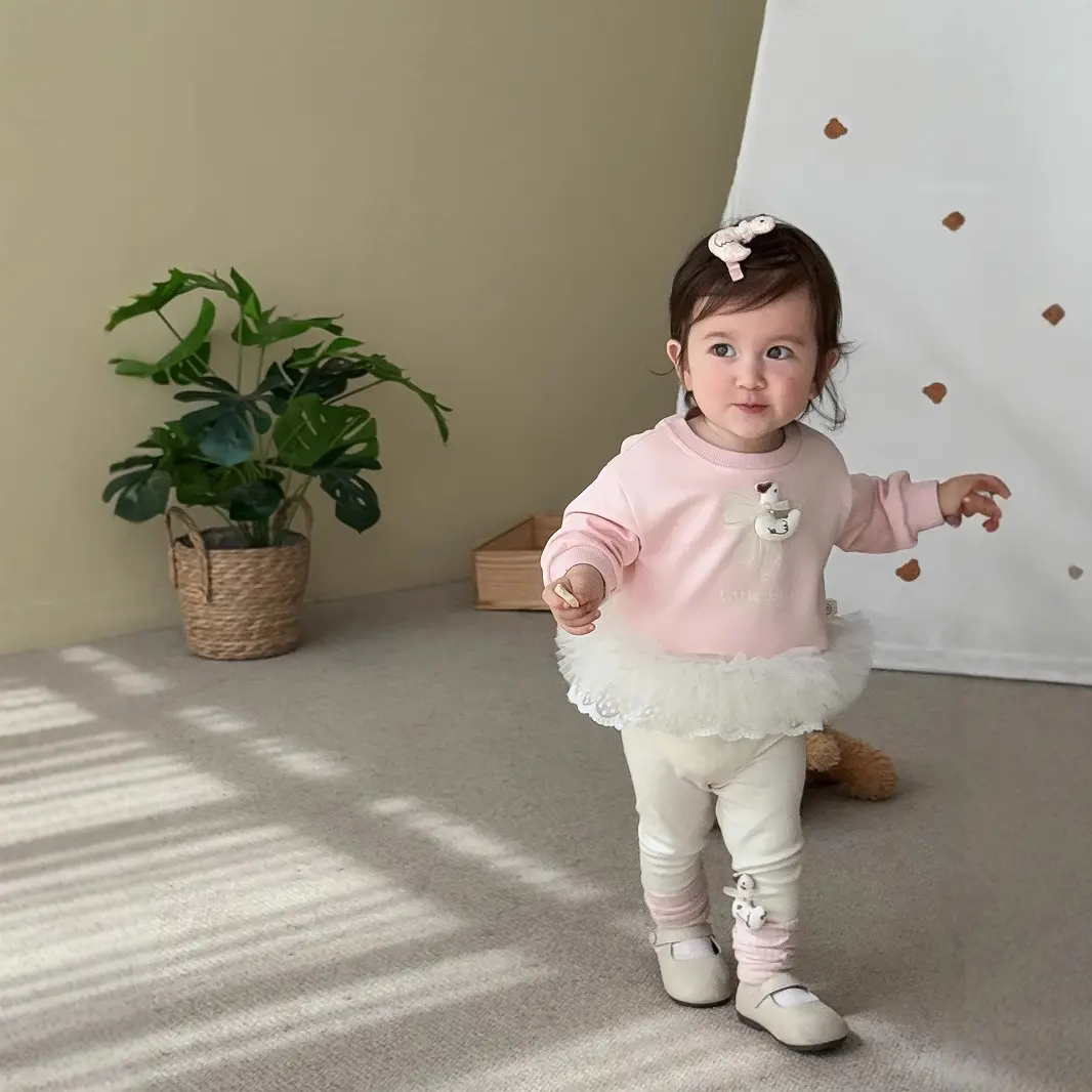 Girls' Trendy Pile Pants 2025 New Autumn Baby Korean Version Doll Splicing Leggings Children's Super Cute Pants