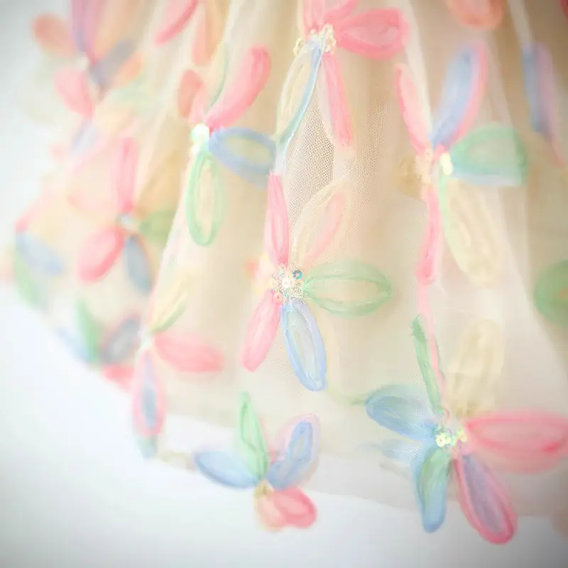 2025 Girls' Spring/Autumn Fashion: Flowery A-Line Princess Dress with Sweet, Long Sleeves for Elegant Kids’ Style!