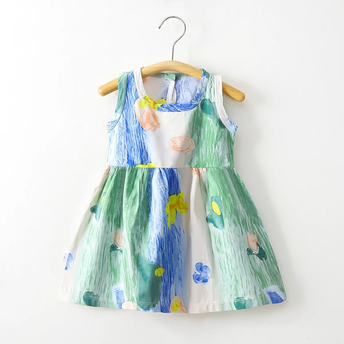 Holiday Style Children's Clothing Summer Style Children's Girls' Cotton Vest Dress Baby Thin Artificial Cotton Floral Skirt