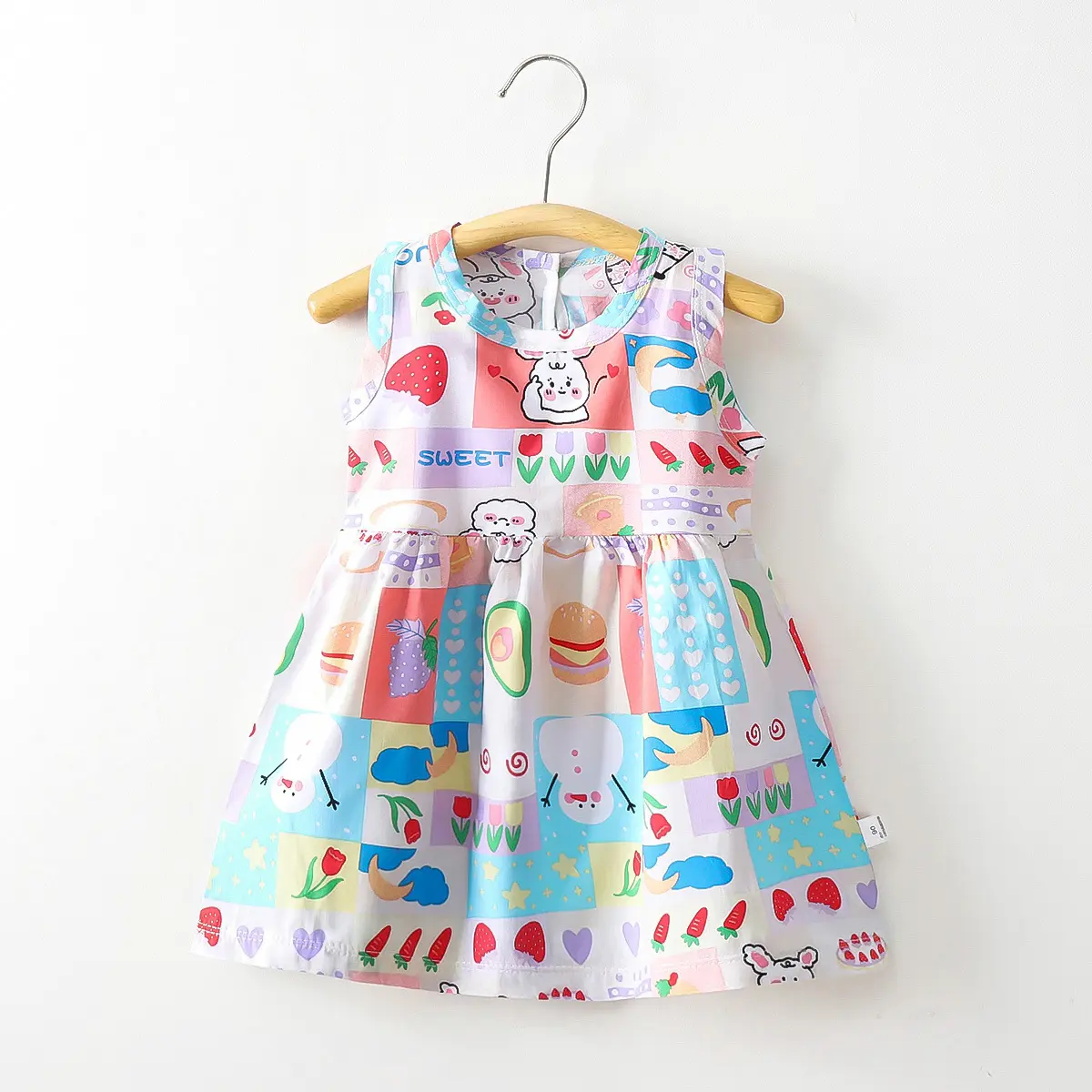 Holiday Style Children's Clothing Summer Style Children's Girls' Cotton Vest Dress Baby Thin Artificial Cotton Floral Skirt
