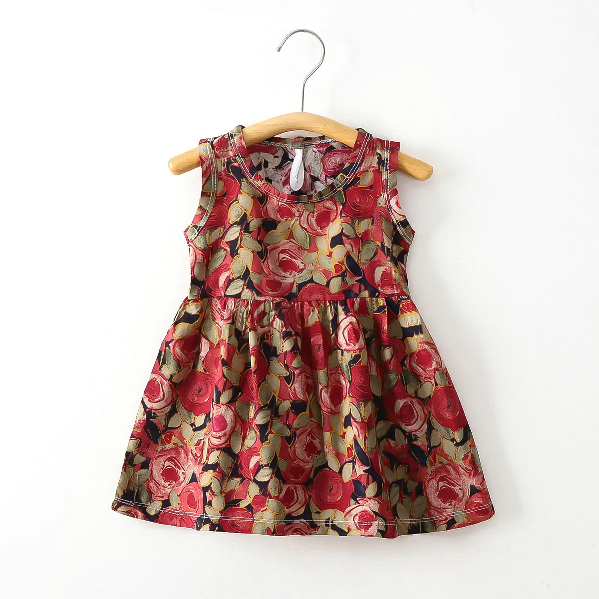 Holiday Style Children's Clothing Summer Style Children's Girls' Cotton Vest Dress Baby Thin Artificial Cotton Floral Skirt