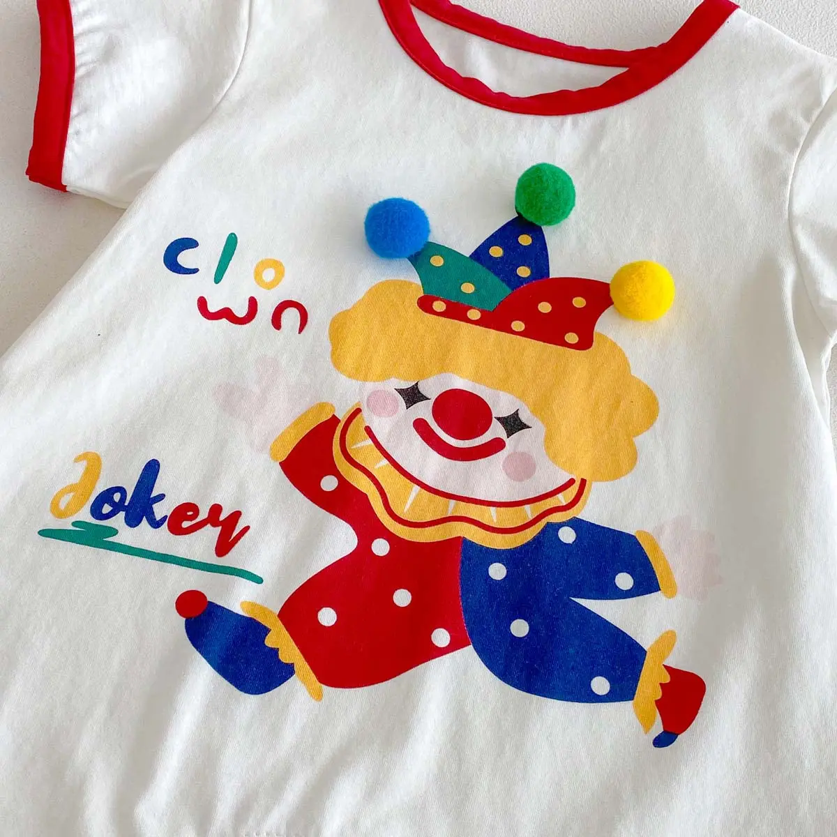Baby Boy's Summer Clothes, Thin Cartoon Clown Short Sleeved Crawling Clothes, Baby Jumpsuit for Going Out Romper Sending Hats