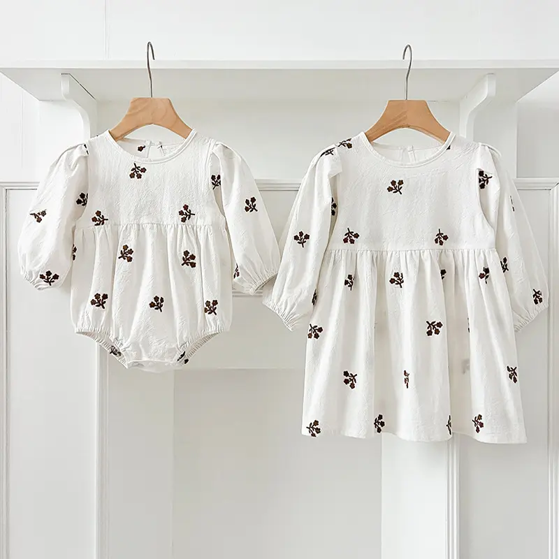 Girls' Dress, Baby's Crawl Dress, Korean Version, Sisters Dress, Spring and Autumn Style, Long Sleeved Cotton Baby Girls' Dress