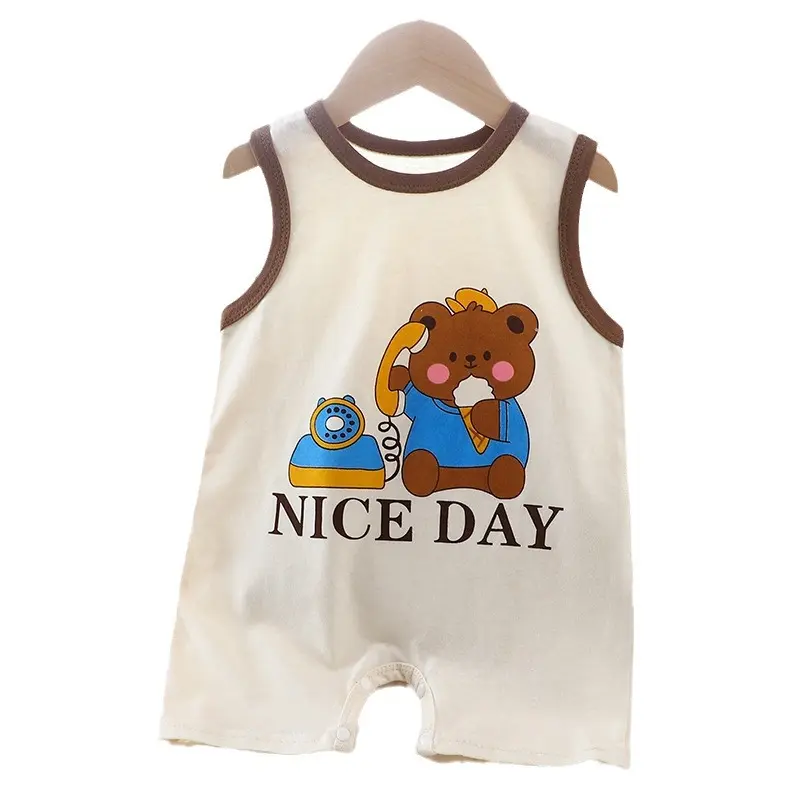 Baby Romper Cotton Summer Sleeveless Bodysuit for Boys & Girls, Thin & Soft Korean Style Infant Jumpsuit