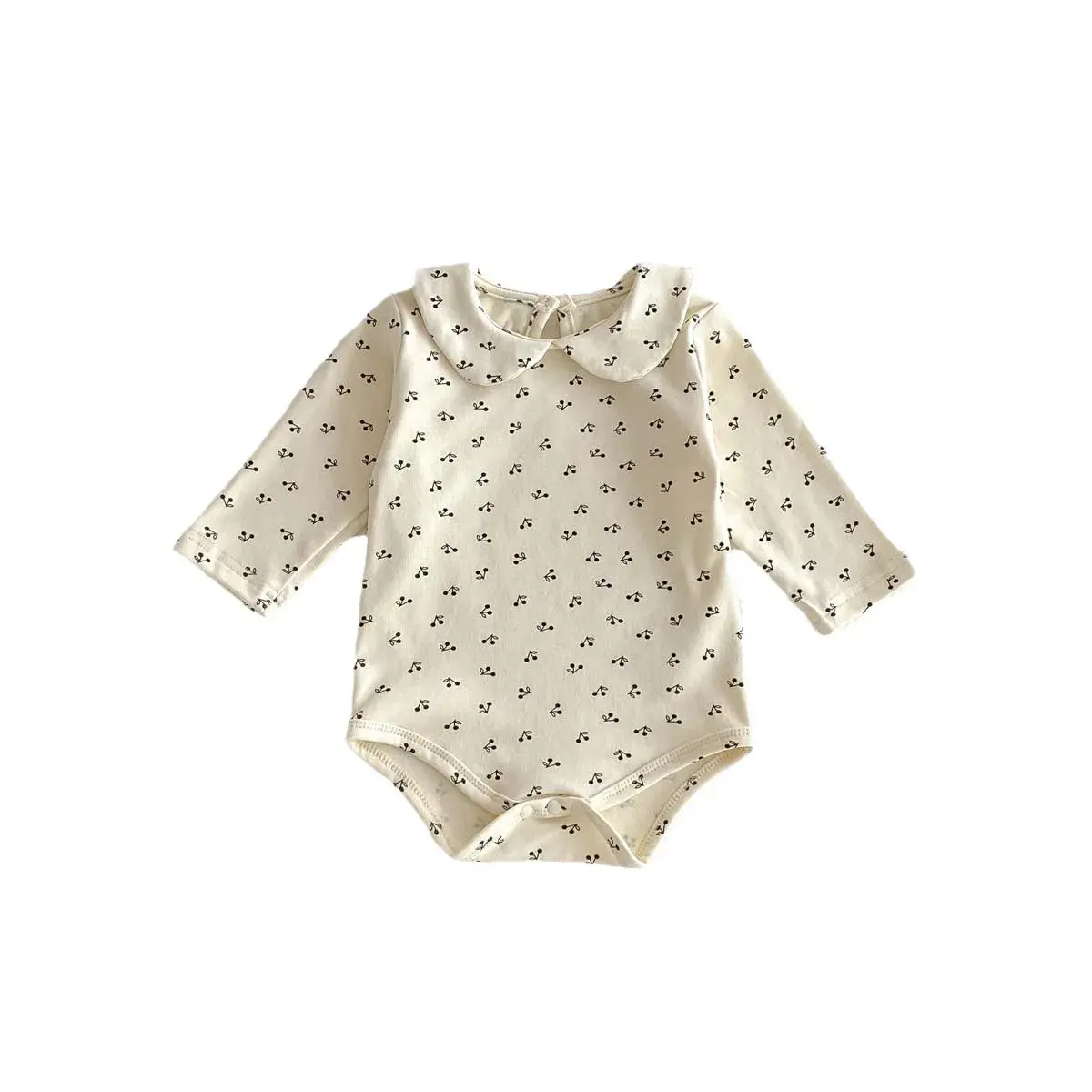 2025 Autumn Winter New in Kids Infant Girls Cherry Peter-pan Collar Outfits ,toddler Baby Jumpsuits Newborn Bodysuits 0-24M
