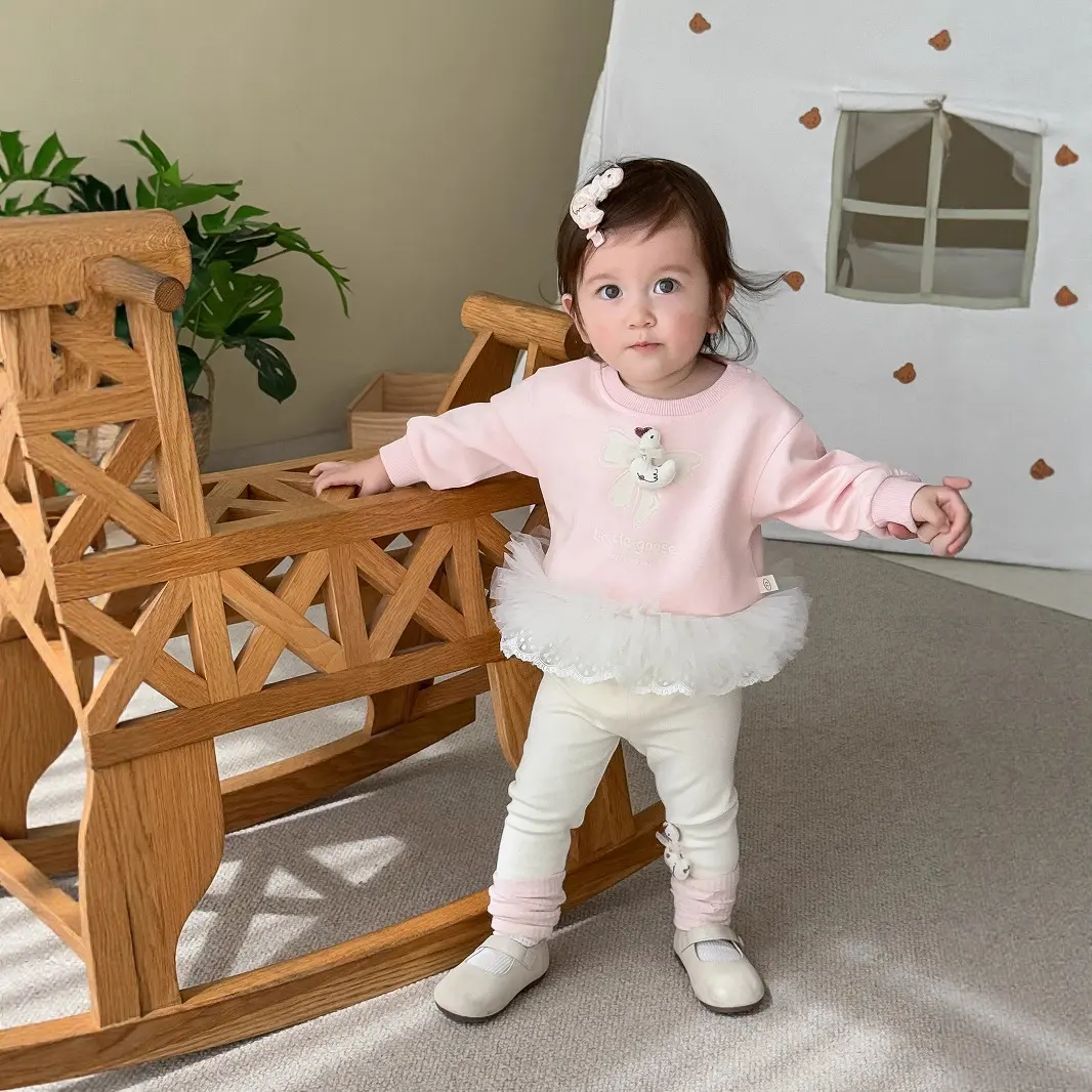 Girls' Mesh Hoodie 2025 New Autumn Baby Fashion Doll Cartoon Pullover for Children Korean Version Autumn Fashion Trend