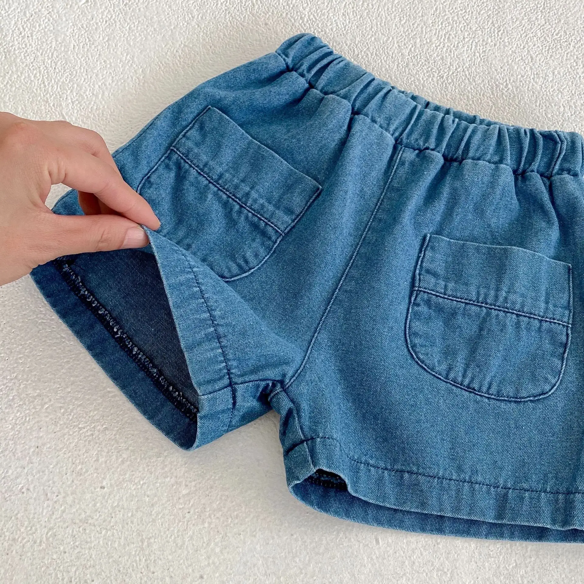 Summer Set 2pcs 아동복 Kids Baby Girls Boys Solid Denim Packet Top Singlebreasted Coat + Shorts Infant Toddler Children Clothing