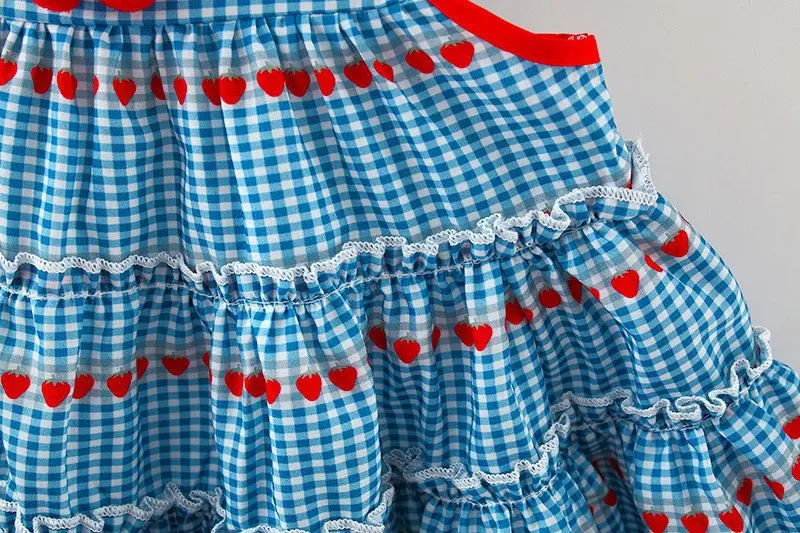 Girl's Sleeveless Dress 2024 Summer New Item, Korean Version Checkered Vest Dress for Small and Medium-sized Children, Free Bag