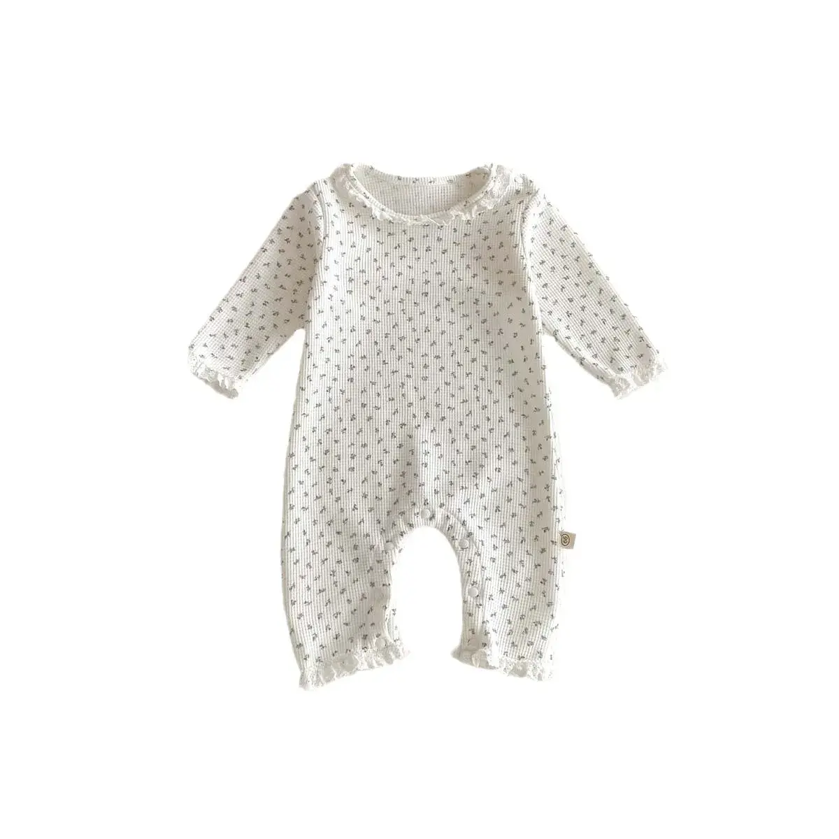 2025 Winter Autumn New in Newborn Infant Cute Waffle Floral Ruched Outfits,toddler Kids Baby Jumpsuits Lace Romper 0-24M