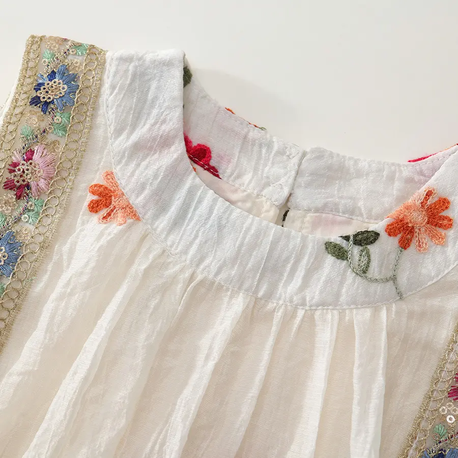 Girls' Ethnic Style Floral Dress Summer 2025 New Bohemian Sleeveless Vest Dress Summer Beach Dress