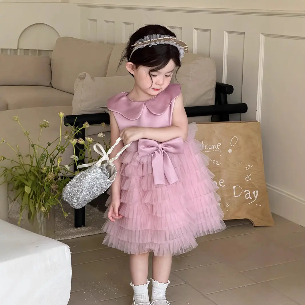 New Summer Collection for Infants and Toddlers Sweet Dress for Girls Infants Toddlers Sleeveless Princess Dress with Mesh Mesh