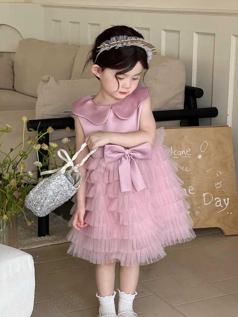 New Summer Collection for Infants and Toddlers Sweet Dress for Girls Infants Toddlers Sleeveless Princess Dress with Mesh Mesh