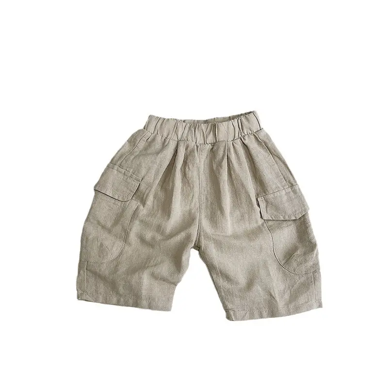 Cotton and Linen~Summer Boys' Cropped Pants, Children's Casual Workwear Shorts, Girls' Japanese and Korean Pants