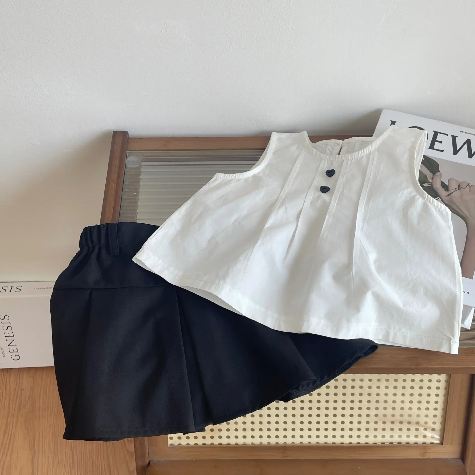 Summer girls' miu style vest set, new heart-shaped underwear, skirt, casual personalized set