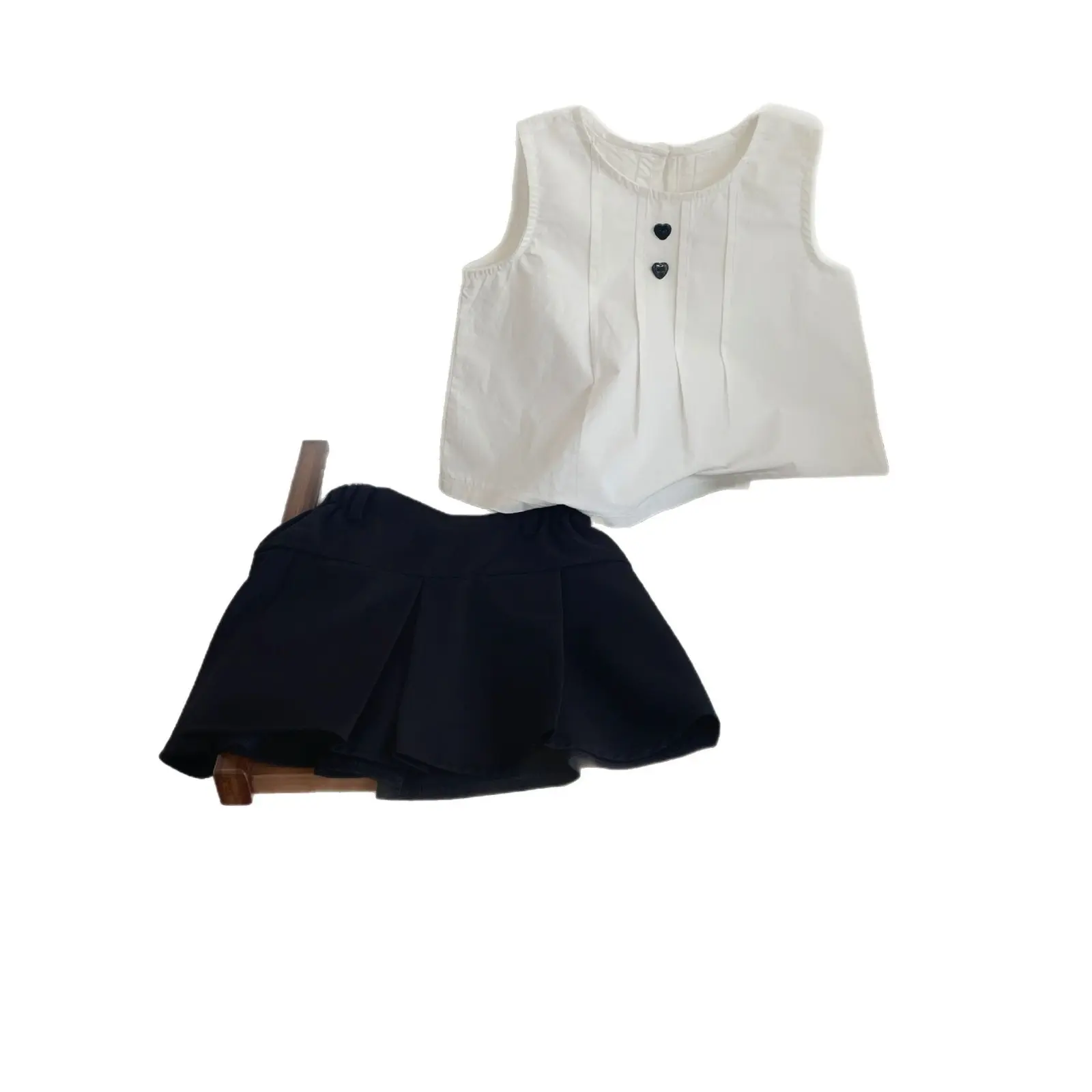 Summer girls' miu style vest set, new heart-shaped underwear, skirt, casual personalized set