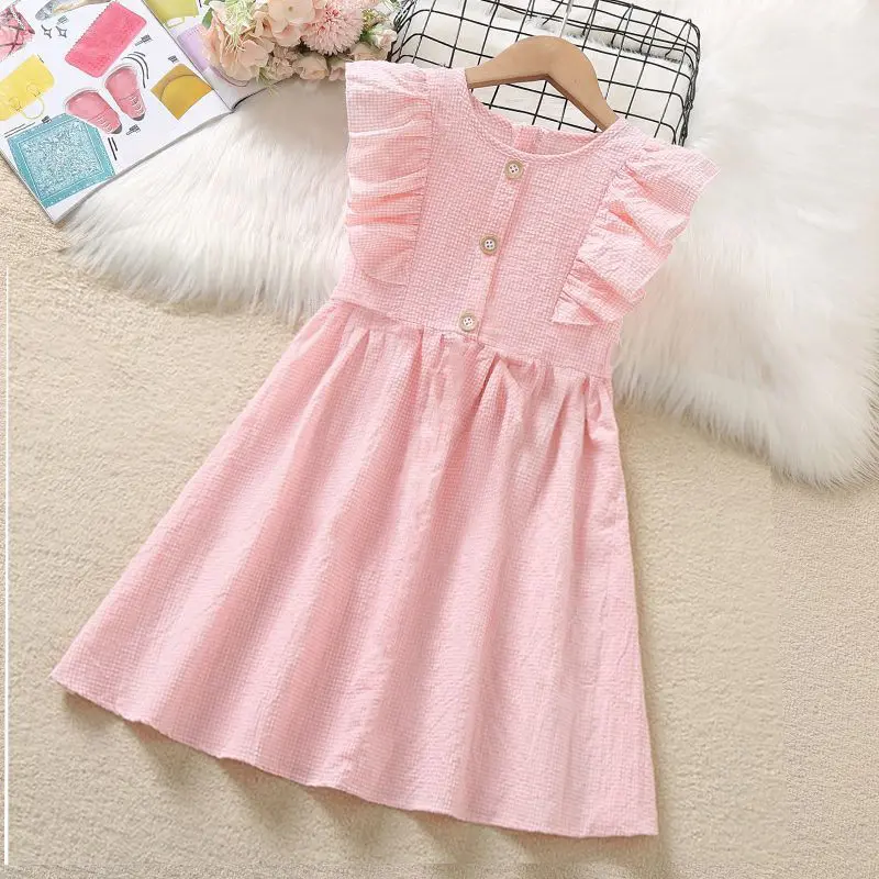 Girls' dress summer new Korean version children's princess dress, big girl's western-style small flying sleeve long skirt trend