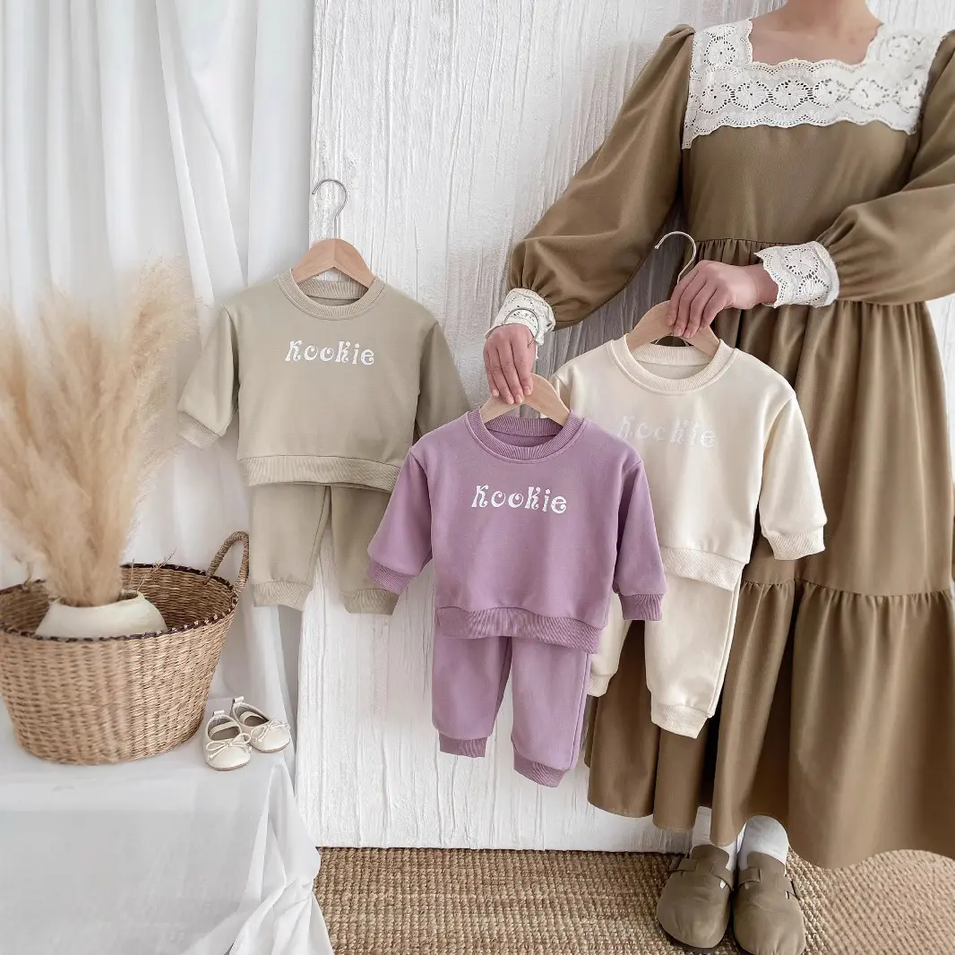 Korean Version Spring and Autumn Ins Baby Letter Long Sleeved Set Baby Sports Leisure Cartoon 2-piece Set, Children's Clothing